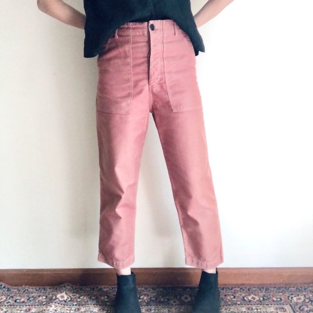 Caron Callahan Dusty Rose Cropped Workwear Jeans